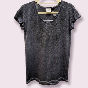 Harley Davidson T-shirt beaded embellishments short cuffed sleeves Size medium